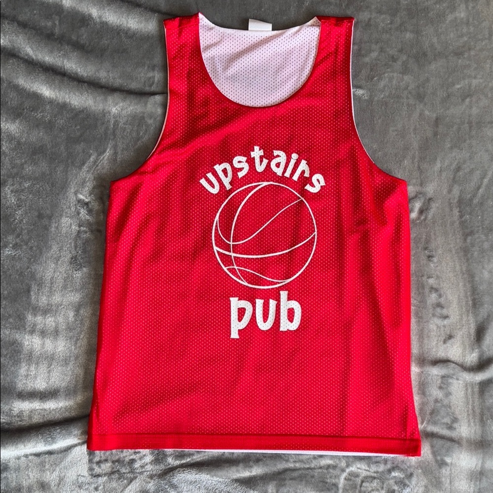 EUC Sport-Tek Large Red “Upstairs Pub” Jersey